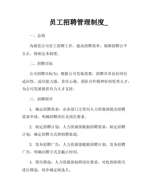 员工招聘管理制度_