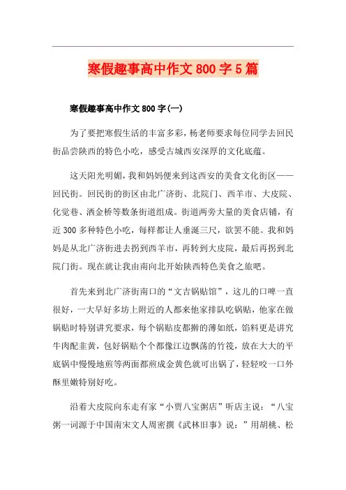 寒假趣事高中作文800字5篇