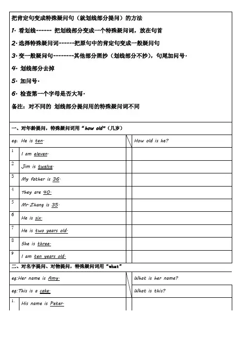 把肯定句变成特殊疑问句