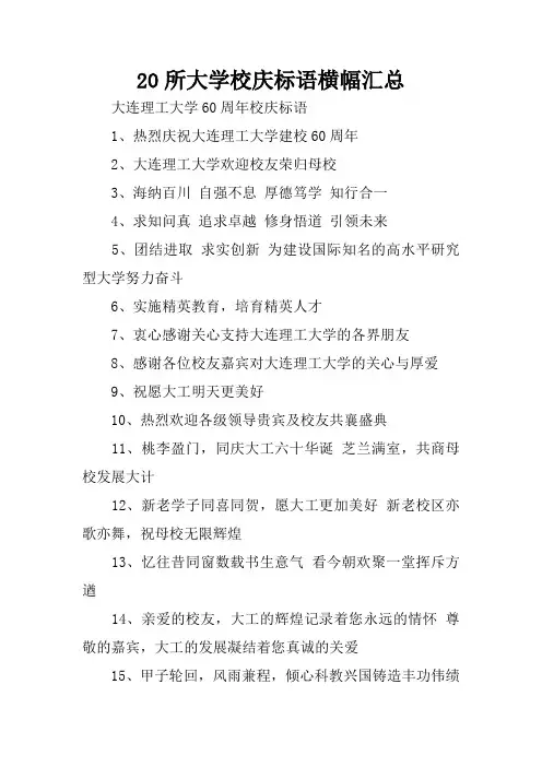 20所大学校庆标语横幅汇总