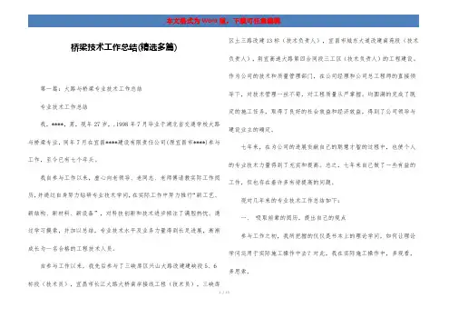 桥梁技术工作总结(精选多篇)