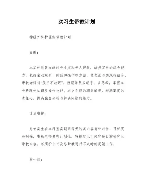 实习生带教计划
