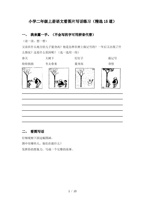 小学二年级上册语文看图片写话练习(精选15道)