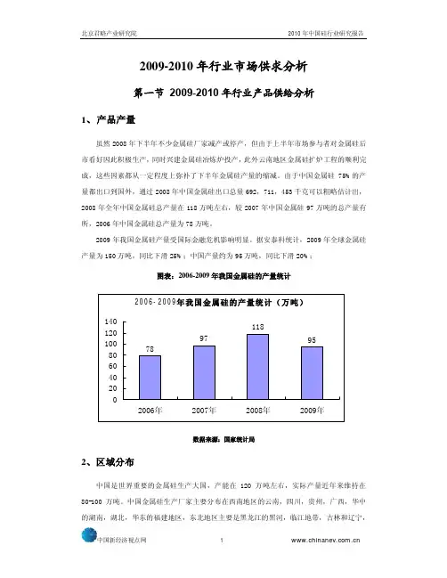 2010年中国硅行业研究报告