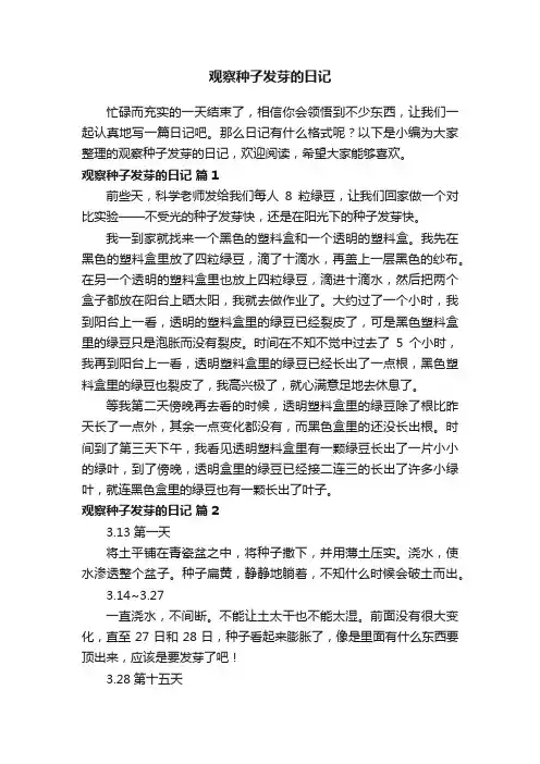 观察种子发芽的日记（精选20篇）