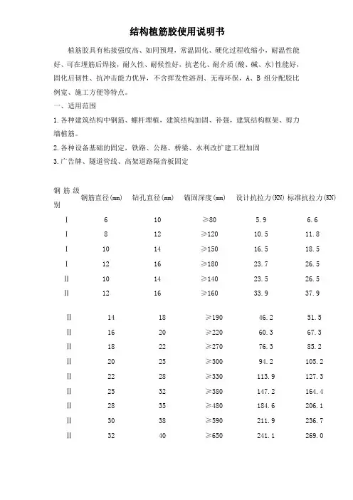结构植筋胶使用说明书