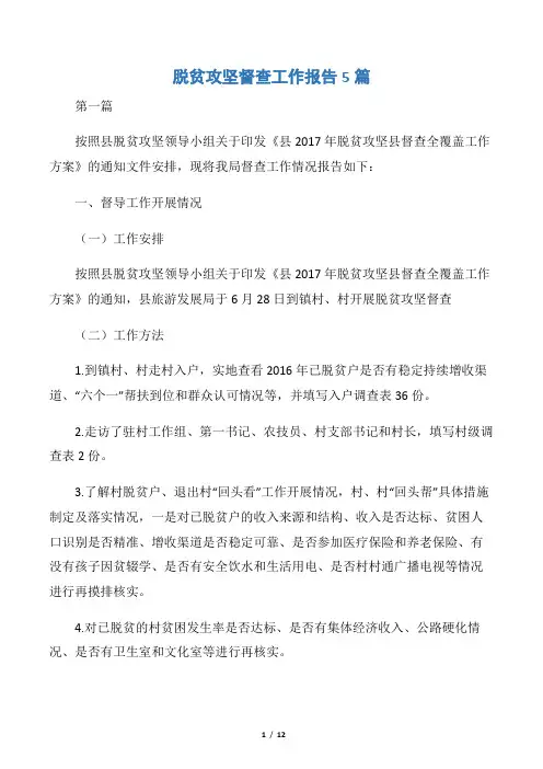 脱贫攻坚督查工作报告5篇