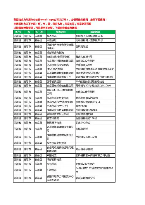 2020新版四川省资阳市安岳县物流工商企业公司商家名录名单黄页联系电话号码地址大全42家