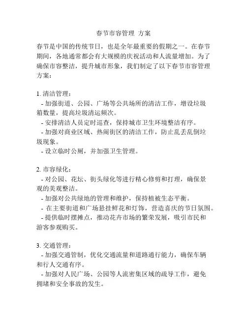 春节市容管理  方案