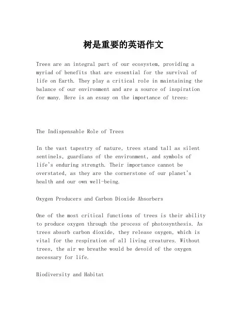 树是重要的英语作文 2
