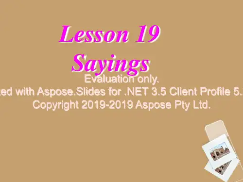 2019-九年级英语Lesson19Saying课件冀教版-文档资料