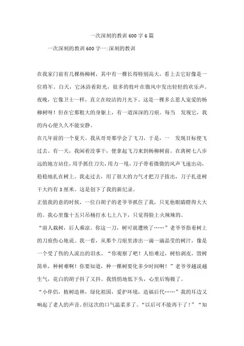 一次深刻的教训600字6篇