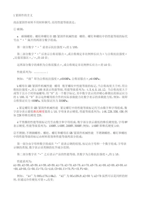 紧固件机械性能说明