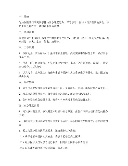 医院门诊突发应急预案