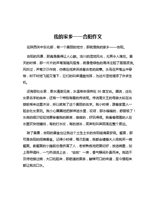 我的家乡一一合阳作文