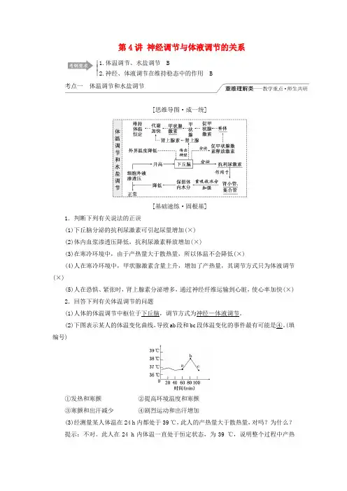 2020版高考生物一轮复习第一单元第4讲神经调节与体液调节的关系讲义