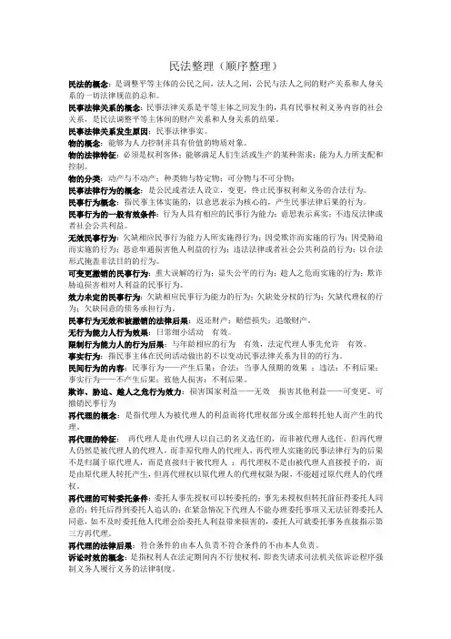 民法整理(上政民法期末考试复习整理)