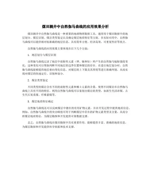 煤田测井中自然伽马曲线的应用效果分析