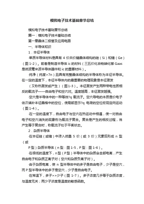 模拟电子技术基础章节总结