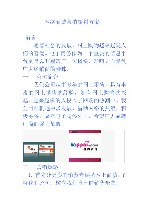商城网络营销策划书