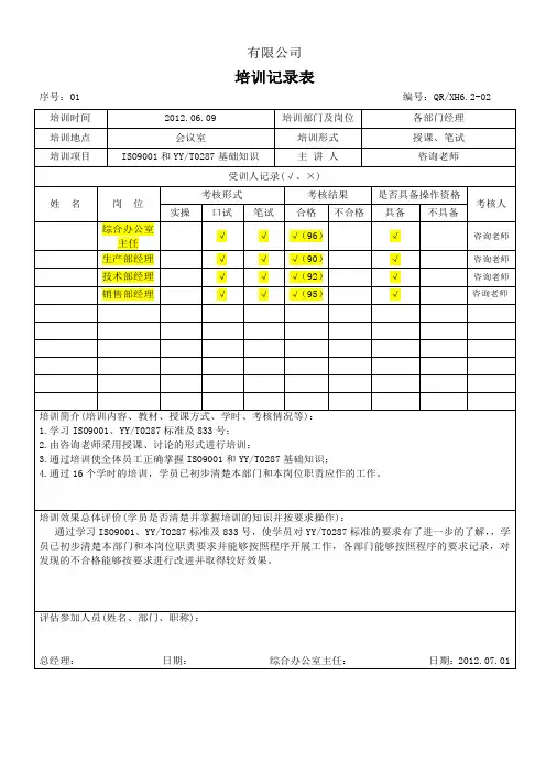 医疗器械培训记录15个