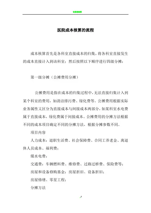 医院全成本核算的流程