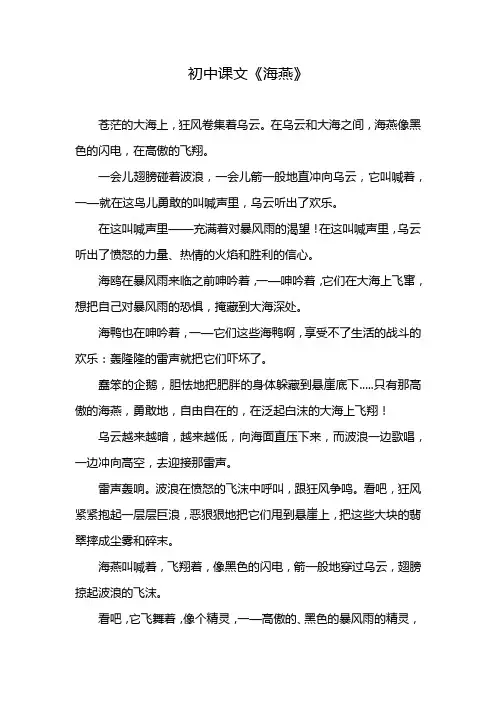 初中课文《海燕》