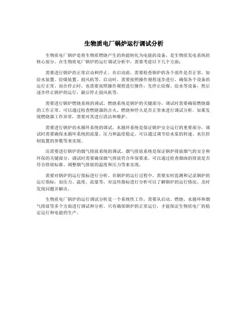 生物质电厂锅炉运行调试分析
