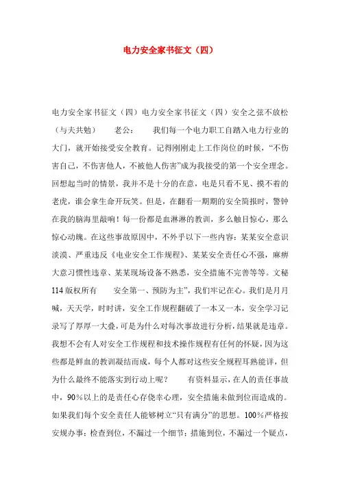 电力安全家书征文(四)