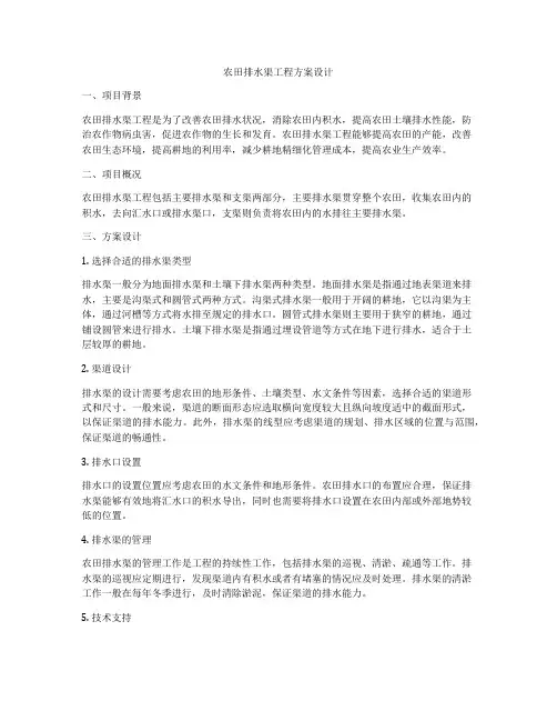农田排水渠工程方案设计