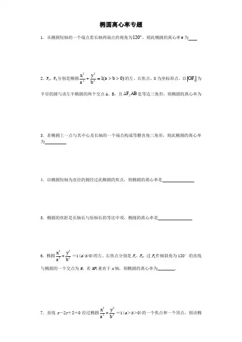 椭圆离心率专题