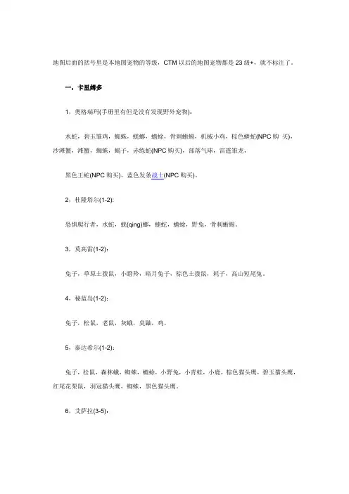 魔兽宠物新分布图