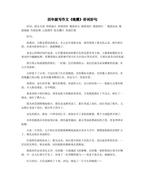 四年级写作文《晚霞》好词好句
