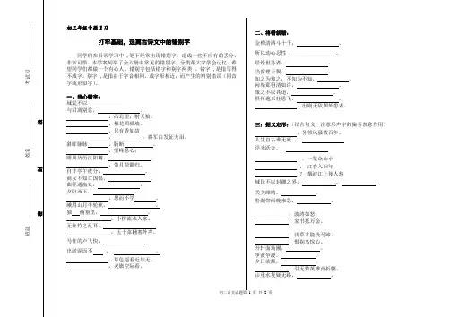 专题：诗词错别字
