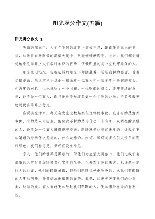 阳光满分作文(五篇)