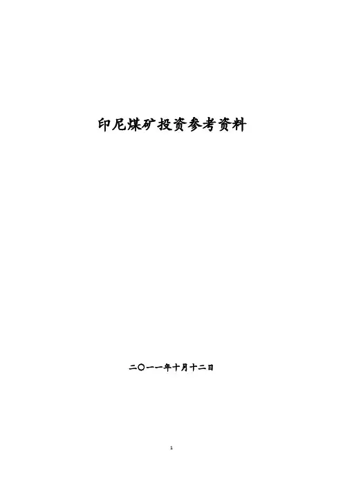 印度尼西亚煤矿投资参考资料(10.13上报)