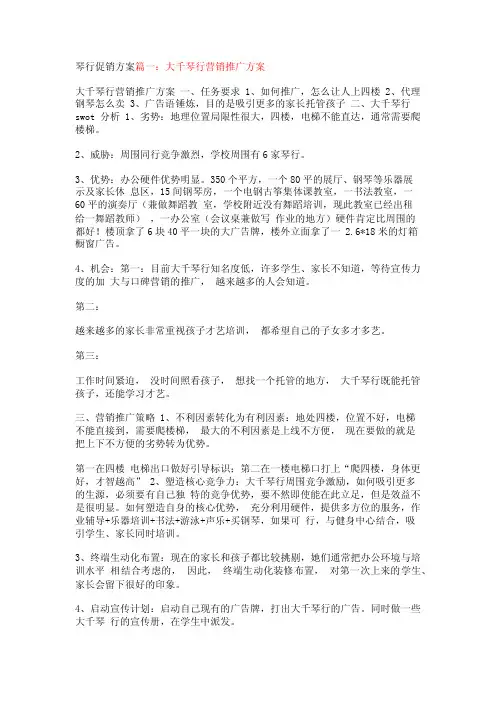 琴行促销方案【精品文档】