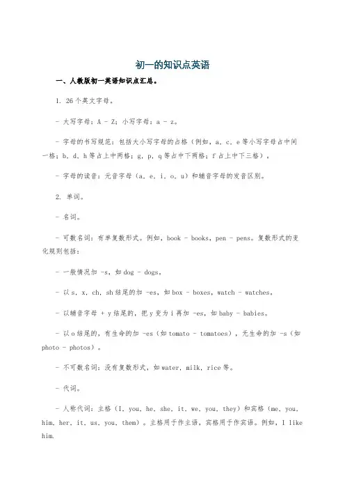 初一的知识点英语