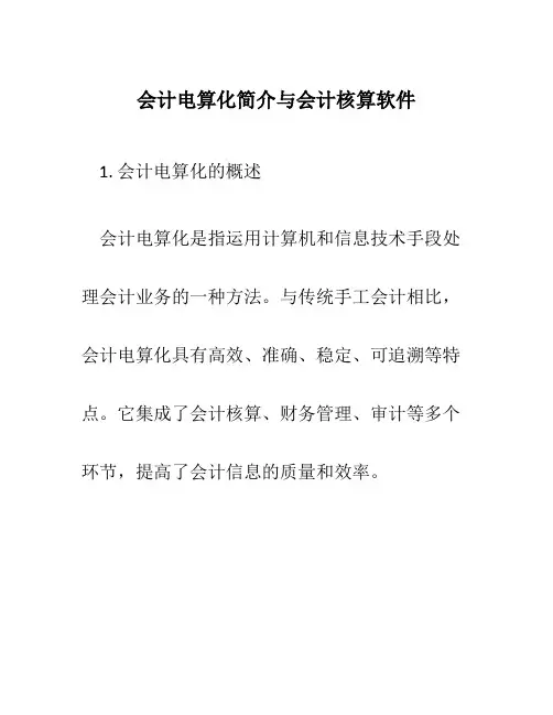 会计电算化简介与会计核算软件