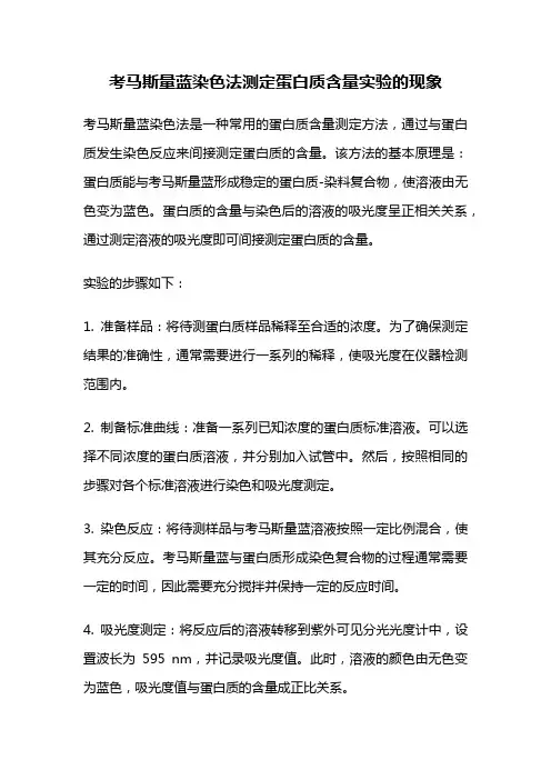 考马斯量蓝染色法测定蛋白质含量实验的现象