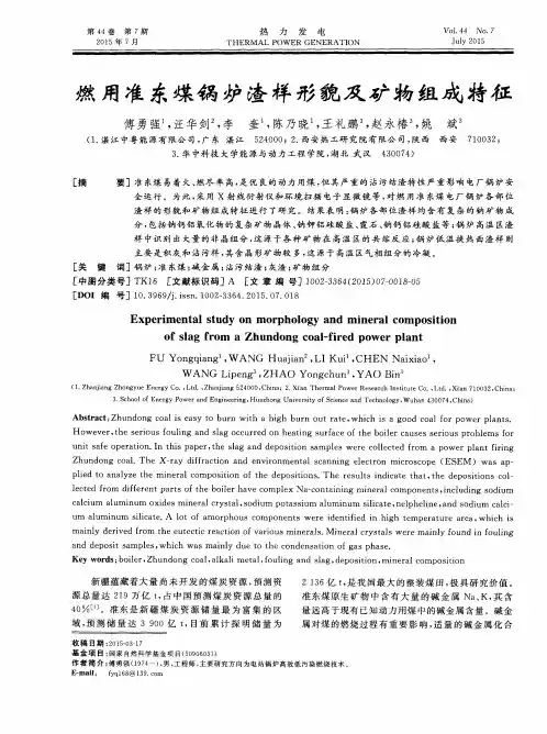 燃用准东煤锅炉渣样形貌及矿物组成特征