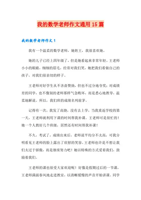 我的数学老师作文通用15篇