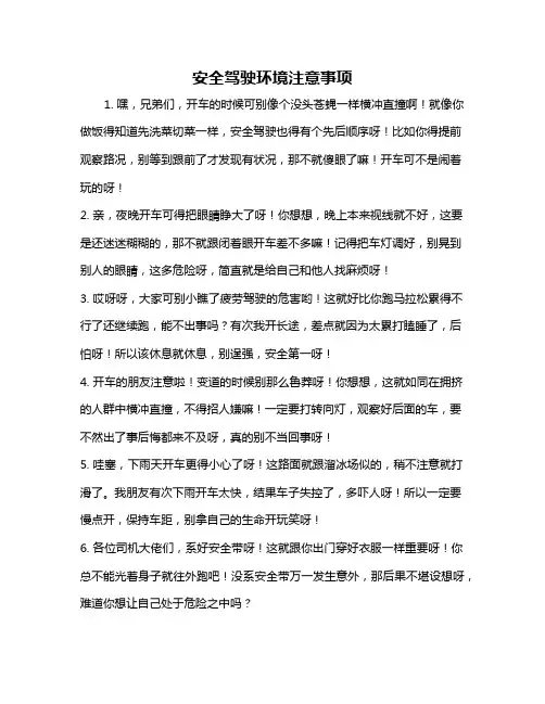 安全驾驶环境注意事项