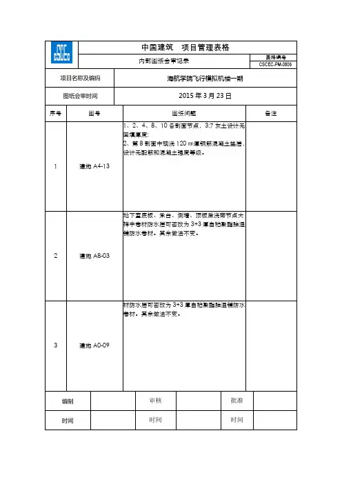 内部图纸会审记录-PM-0806