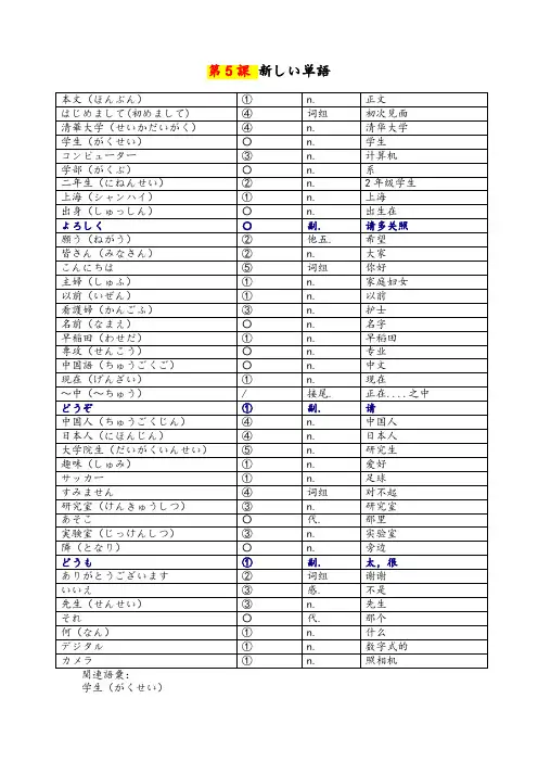 新世纪日本语教程初级 第5课 新しい単语