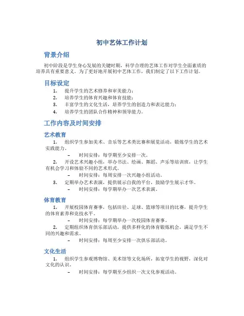初中艺体工作计划