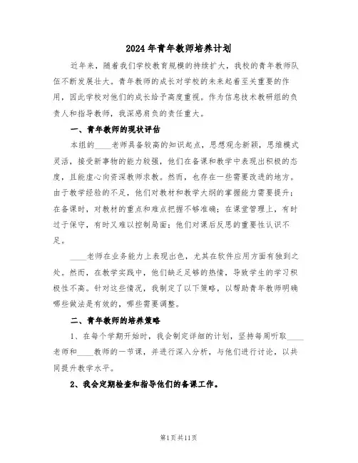 2024年青年教师培养计划（五篇）