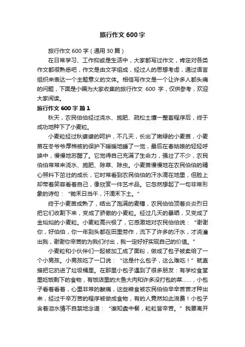旅行作文600字（通用30篇）
