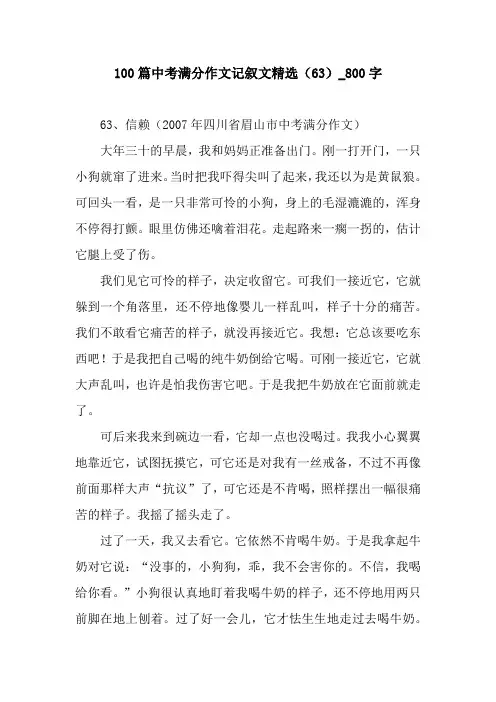 100篇中考满分作文记叙文精选(63)_800字