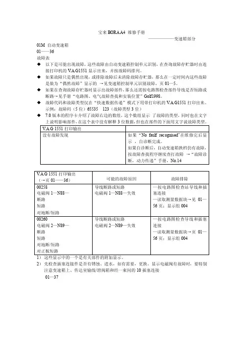 一汽宝来01M自动变速箱